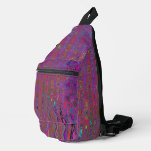 Psychedelische Groovy Magenta Retro-Atomwellen Crossbody Bag