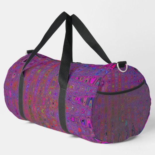 Psychedelische Groovy Magenta Retro Atomwellen Duffle Bag (Rechte Ecke)