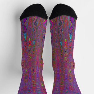 Psychedelische Groovy Magenta Retro-Atomwellen Socken