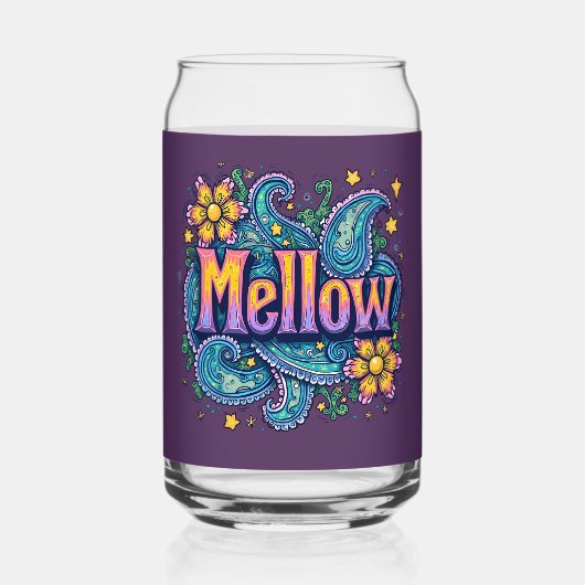 Psychedelische Groovy "Mellow" Retro Hippie Art Dosenglas (Vorderseite)