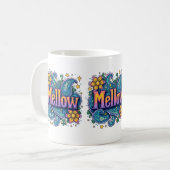 Psychedelische Groovy "Mellow" Retro Hippie Art Kaffeetasse (Vorderseite Links)