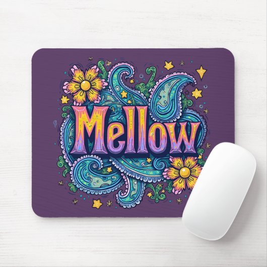 Psychedelische Groovy "Mellow" Retro Hippie Art Mousepad (Mit Mouse)