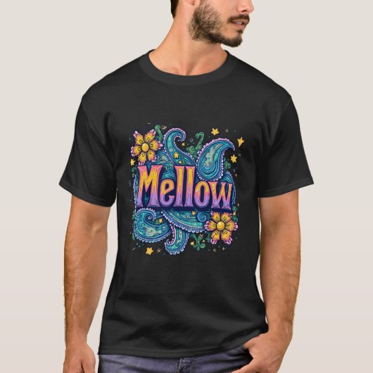 Psychedelische Groovy "Mellow" Retro Hippie Art T-Shirt (Vorderseite)