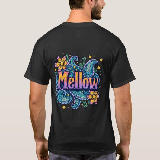 Psychedelische Groovy "Mellow" Retro Hippie Art T-Shirt (Rückseite)