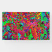 Psychedelische Groovy Rot und Grüne Wildblumen Banner (Horizontal)
