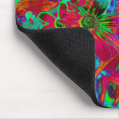 Psychedelische Groovy Rot und Grüne Wildblumen Mousepad (Ecke)
