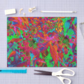 Psychedelische Groovy Rot und Grüne Wildblumen Seidenpapier (Handwerk)