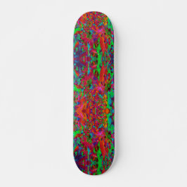 Psychedelische Groovy Rot und Grüne Wildblumen Skateboard