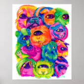 Psychedelische Guinea Pig Pile Print Poster (Vorne)