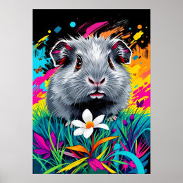 Psychedelische Guinea Schwein - Pop Art Pet Portra Poster