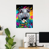 Psychedelische Guinea Schwein - Pop Art Pet Portra Poster (Heimbüro)