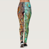 Psychedelische, hellblaue und orangefarbene Wasser Leggings (Rückseite)
