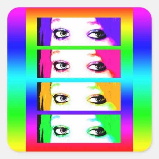 Psychedelische, helle Augen Quadratischer Aufkleber (Vorderseite)
