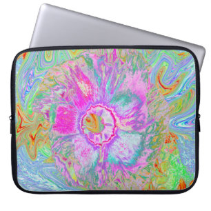 Psychedelische Hellrosa und Ultraviolette Hibiskus Laptopschutzhülle