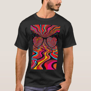 Psychedelische Herz-Sonnenbrille T-Shirt