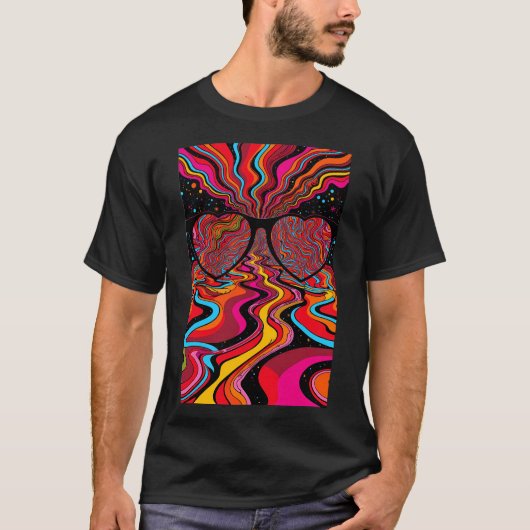 Psychedelische Herz-Sonnenbrille T-Shirt (Vorderseite)