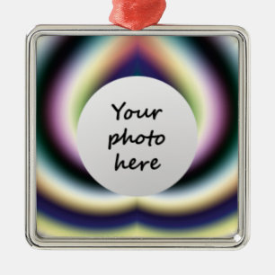 Psychedelische Herz Weihnachtsbaum-Ornamente Silbernes Ornament