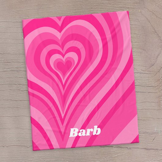 Psychedelische Herzkalligrafie mit Namen Pinks Fleecedecke