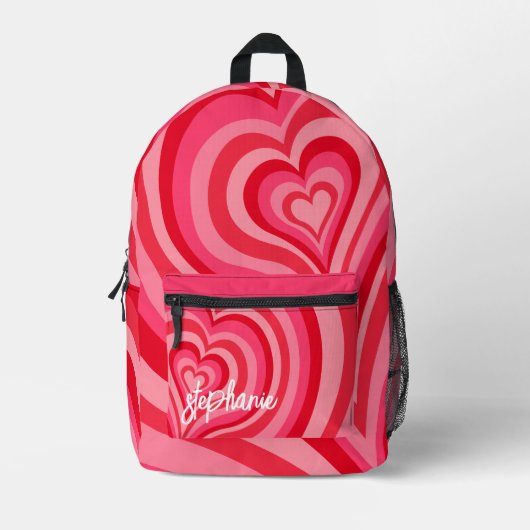 Psychedelische Herzkalligraphie Skriptnamen Pinks Bedruckter Rucksack (Vorderseite)