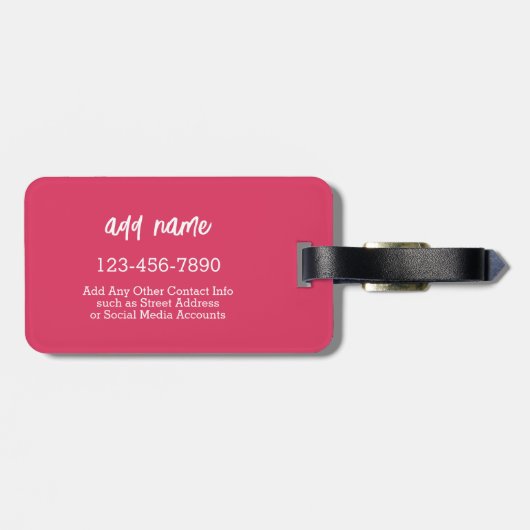Psychedelische Herzkalligraphie Skriptnamen Pinks Gepäckanhänger (Rückseite horizontal)