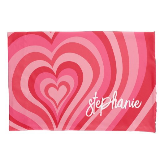 Psychedelische Herzkalligraphie Skriptnamen Pinks Kissenbezug (Vorderseite)