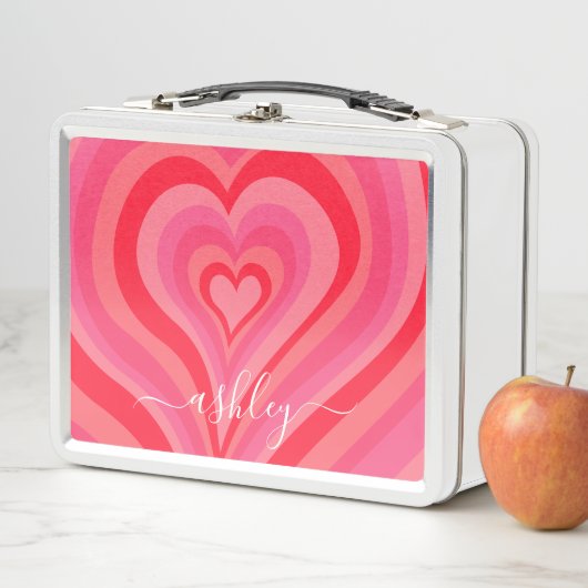 Psychedelische Herzkalligraphie Skriptnamen Pinks Metall Brotdose (Beispiel)