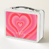 Psychedelische Herzkalligraphie Skriptnamen Pinks Metall Brotdose (Rückseite)