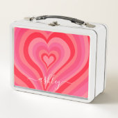 Psychedelische Herzkalligraphie Skriptnamen Pinks Metall Brotdose (Vorderseite)