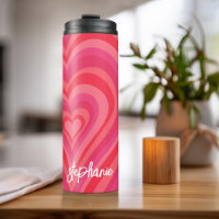 Psychedelische Herzkalligraphie Skriptnamen Pinks
