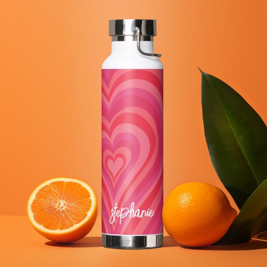 Psychedelische Herzkalligraphie Skriptnamen Pinks Trinkflasche