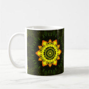 Psychedelische Hippie-Blume Gelb und Grün Kaffeetasse