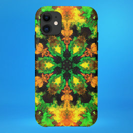 Psychedelische Hippie Blume Grün Orange und Gelb Case-Mate iPhone Hülle