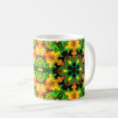 Psychedelische Hippie Blume Grün Orange und Gelb Kaffeetasse (VorderseiteRechts)