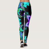 Psychedelische Hippie-Blume Lila Aquamarin und sch Leggings (Rückseite)