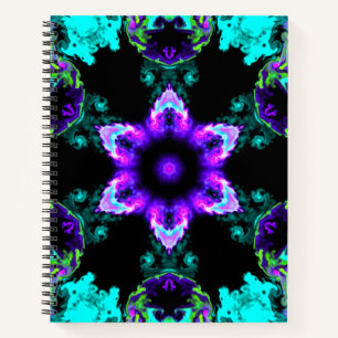 Psychedelische Hippie-Blume Lila Aquamarin und sch Notizblock