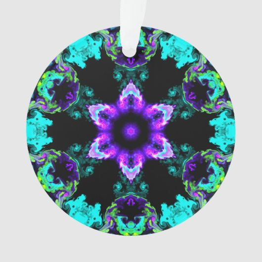 Psychedelische Hippie-Blume Lila Aquamarin und sch Ornament (Vorderseite)