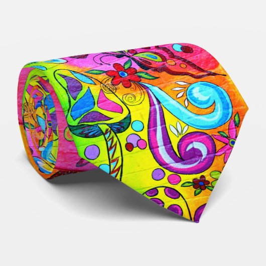 Psychedelische Hippie-Blume Pilze Krawatte (Gerollt)