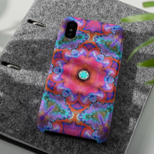 Psychedelische Hippie-Blume Rosa Blau und Orange Case-Mate iPhone Hülle