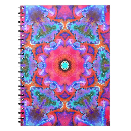 Psychedelische Hippie-Blume Rosa Blau und Orange Notizblock (Vorderseite)