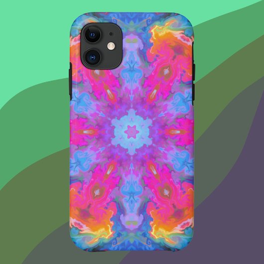Psychedelische Hippie-Blume Rosa Gelb und Blau Case-Mate iPhone Hülle