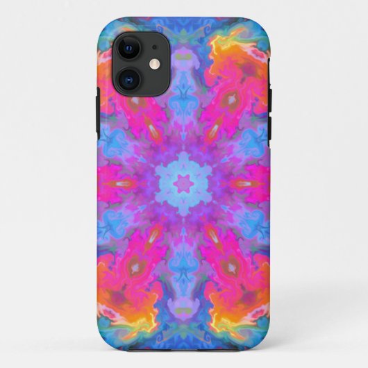 Psychedelische Hippie-Blume Rosa Gelb und Blau Case-Mate iPhone Hülle (Rückseite)