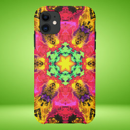 Psychedelische Hippie-Blume Rosa Gelb und Grün Case-Mate iPhone Hülle