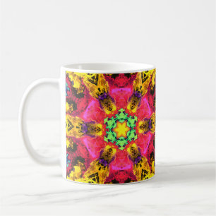 Psychedelische Hippie-Blume Rosa Gelb und Grün Kaffeetasse