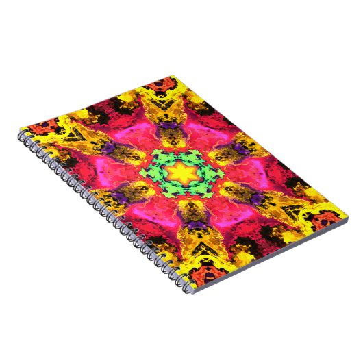 Psychedelische Hippie-Blume Rosa Gelb und Grün Notizblock (Rechte Seite)