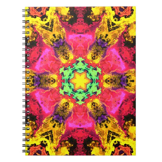 Psychedelische Hippie-Blume Rosa Gelb und Grün Notizblock (Vorderseite)