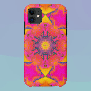 Psychedelische Hippie-Blume Rosa Lila und gelb Case-Mate iPhone Hülle