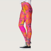 Psychedelische Hippie-Blume Rosa Lila und gelb Leggings (Links)