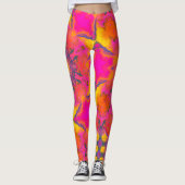 Psychedelische Hippie-Blume Rosa Lila und gelb Leggings (Vorderseite)