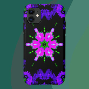 Psychedelische Hippie-Blume Rosa Lila und grün Case-Mate iPhone Hülle