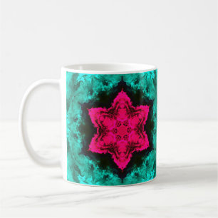 Psychedelische Hippie-Blume Rosa und Aquamarin Kaffeetasse